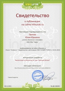 Сертификат проекта infourok.ru № ДВ-168449